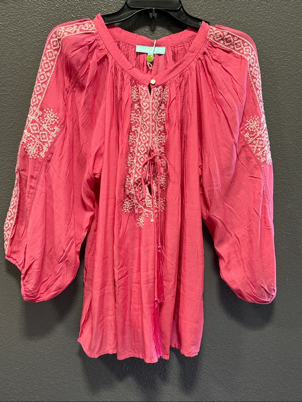 Melissa Odabash  Fatima Blouse in Flamimgo pink . NEW w tags